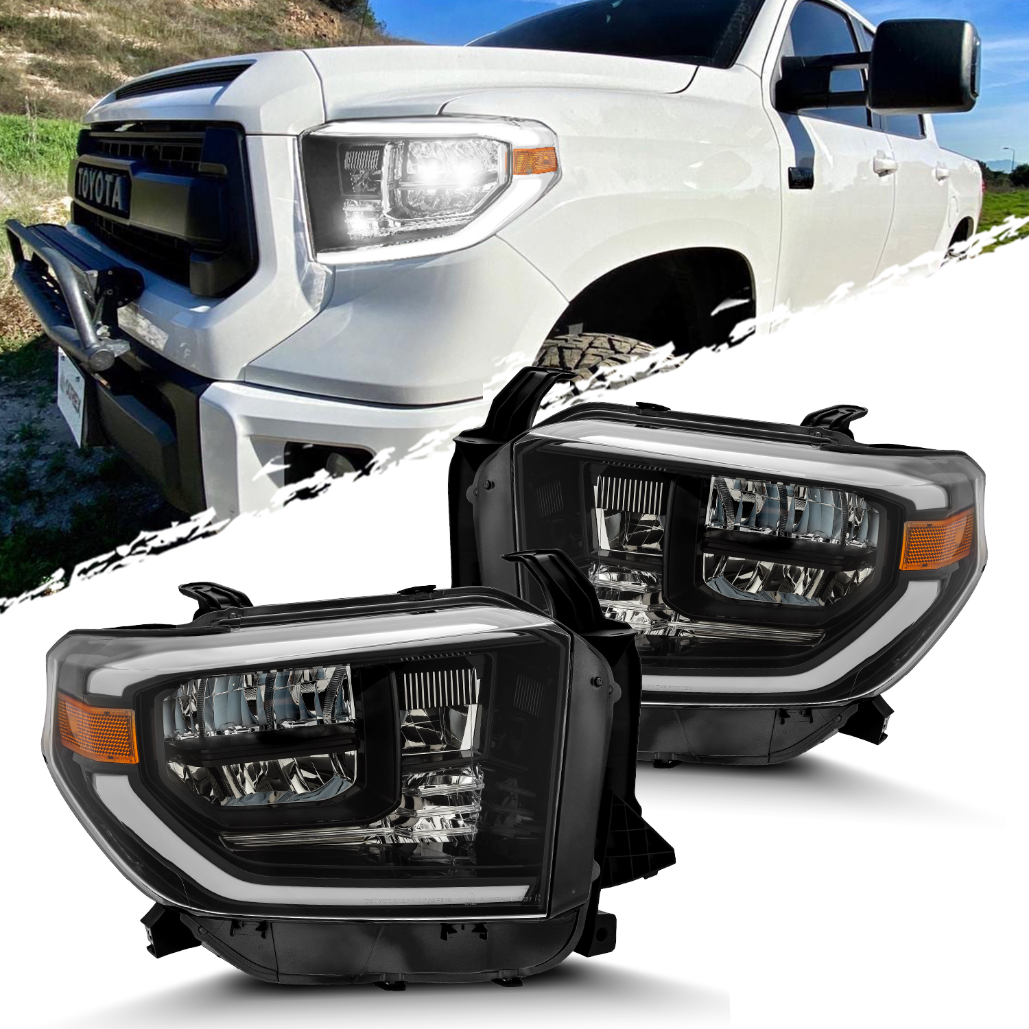 For 20142019 Toyota Tundra Black Sequential Signal Full LED Headlights
